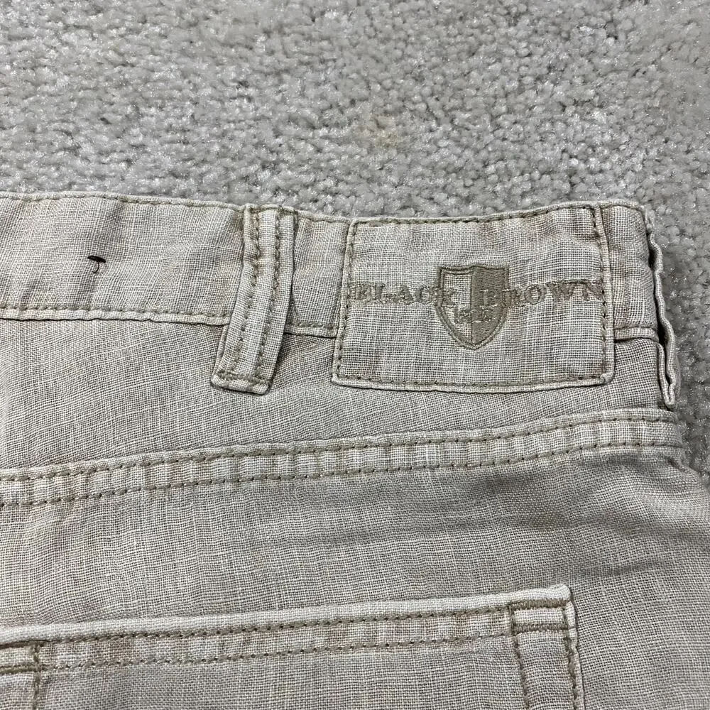 Black Brown 1826 Linen Pants Mens 34x30 Tan Classic Fit 5 Pocket Summer Preppy